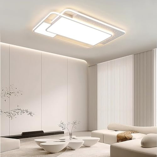 JDONG 90W LED Deckenleuchte mit Sternenhimmel-Effekt 90x60X6CM Deckenlampe Dimmbar mit Fernbedienung 3000K-6500K Helligkeit einstellbar moderne Rechteckige Leuchte für Schlafzimmer Wohnzimmer
