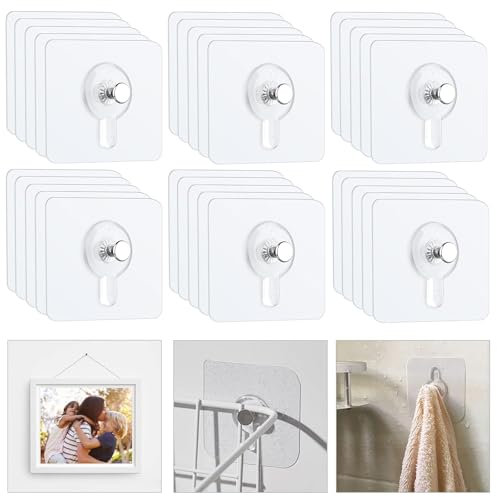30 Stück Bilderhaken Selbstklebend, Bilder Aufhängen Ohne Bohren, Transparent Klebehaken Bilderhaken, Klebenagel für Bilderrahmen, Klebehaken Bilder Aufhängen für Poster, Fotos, Dekorative Gemälde