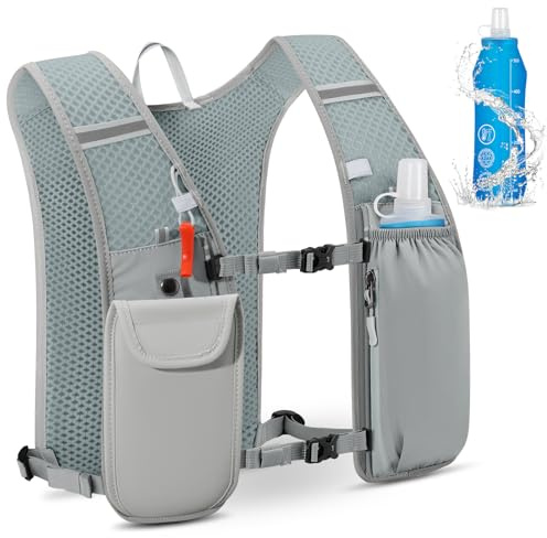 Running Vest for Women Men Lightweight Reflective Hydration Vest Backpack with 500ml Water Bottle for Marathons Trail Running Cycling Hiking