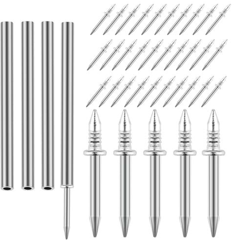 400 Pcs Skirting Board Nails, with 4 Sleeve Tool, Double-Head Skirting Thread Seamless Nails, Double Headed No Trace Nails, Invisible Security Screws Skirting Line Nails for Seamless Wall Panels
