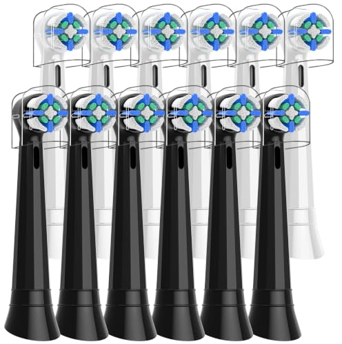 12 Stück Aufsteckbürsten kompatibel mit Oral B IO Zahnbürste Elektrische, Bürstenkopf kompatibel mit Oral B IO 2/3/4/5/6/7/8/9/10 (Schwarz Weiß)