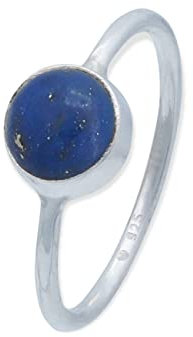 mantraroma Damen Ring 925 Silber Lapis Lazuli Edelstein blau schlicht modern