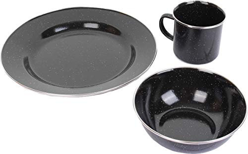 Black Enamel Camping Dinner Set