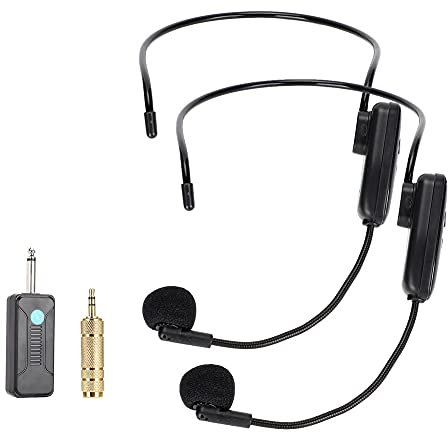 Casque Micro UHF Sans Fil Avec Récepteur pour Enseignants - Transmission Stable 50 M, 2 en 1 et Portable pour Amplificateur Vocal, Guides Touristiques, Haut-Parleur