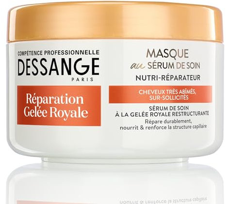 DESSANGE - Nährstoff-Reparaturmaske Gelée Royale – Formel angereichert mit restrukturierendem Gelée Royale – nährt & stärkt die Faser – für stark geschädigtes und geschmeidiges Haar – 250 ml
