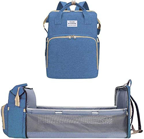 RONGJJ Tragbare Wickeltasche, Multifunktionales Baby-Reisebett, Wickeltasche Rucksack Tragbare Windel Wickeltasche Baby Nest Mit Matratze, Blue