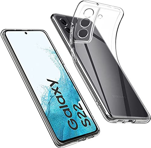 Qasyfanc Coque Compatible avec Samsung Galaxy S22 5G Coque avec Protection Caméra, Coque Samsung S22 5G Transparent Anti-Jaune Étui de Mince Souple Silicone Housse