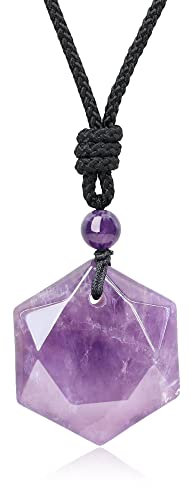 COAI Glückskette Damen Herren mit Hexagramm Anhänger David Stern Anhänger Verstellbare Halskette aus Amethyst