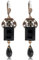 Jugendstil Ohrringe Schwarz Gold Baguette Schliff Marken Kristalle NOBEL SCHMUCK