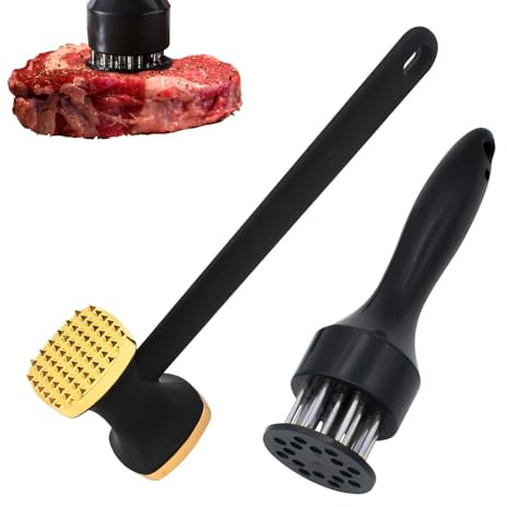 XIACIBDUS Batticarne, 2 martelletti per carne e carne, manico resistente, per carne di manzo, pollo, pesce, petto di pollo, bistecca, maiale, cucina