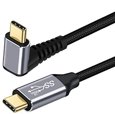 NFHK Câble de données USB-C mâle vers mâle coudé à 90 degrés vers le haut vers le bas USB 3.1 10 Gbit/s 100 W pour ordinateur portable téléphone 200 cm