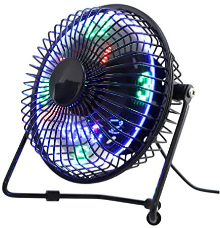Mini Ventilatore Usb A Led Orologio Ventilatore Portatile Metallo Display Temperatura Rotazione 360 Gradi Ufficio Casa Viaggi