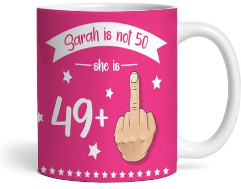 Funny 50th Birthday Gift Middle Finger 49+1 Joke Pink Photo Personalised Mug |Personalised Birthday Mug | Photo Mug | Picture Mug | Personalised Mug | 50th Birthday | 50 Years Old |Funny Custom Gift