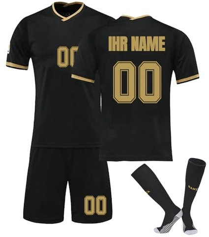 Fußball Trikot Kinder Personalisiert Set Fussball Trikot für Kinder Erwachsene Trikot mit Eigenem Namen & Nummer Football Jersey Set mit T-Shirt, Shorts und Socken für Herren Kinder