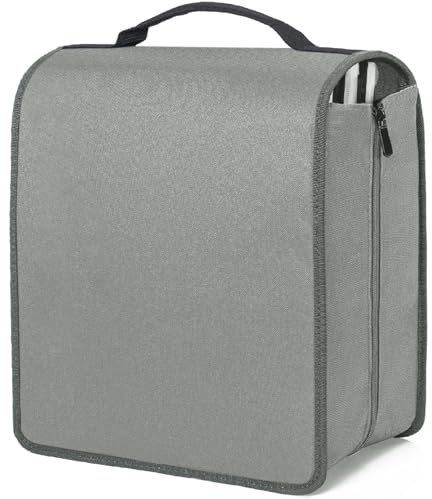 IPEB CD Storage Bag DVD Wallet Case Disc Organiser for Audio Music Media Disk Storage Holder Bag with Zipper(200 Disk Units,100 Booklet Pockets-Grey