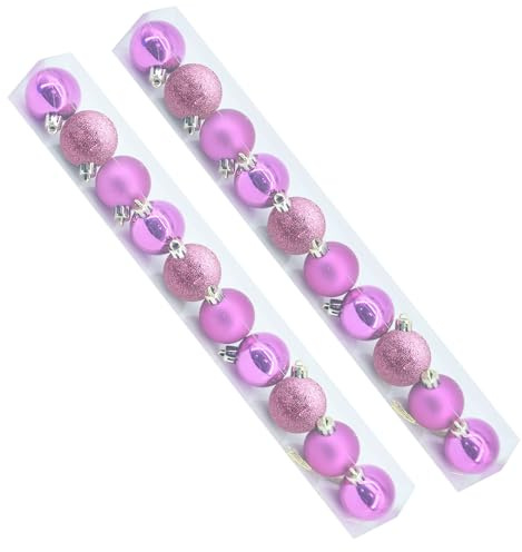 OXYN Palline Natalizie Miste Albero di Natale Set Decorativo in Plastica con Palline Lucide, Opache e Brillantini Colori Addobbi Festivi per Casa, Negozio, Matrimonio (Fucsia, 20pz Diametro 4cm)