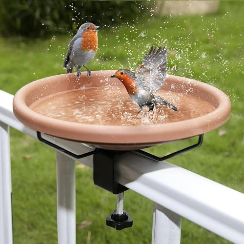 Vogeltränke Hängend Für Balkongeländer - Frostsicher, Vogelbad Balkon, Vogelbad Garten Für Wildvögel, Wassertränke Für Vögel - Vogelwassertränken - Vogelbadewanne Für Balkongeländer, Ø26.5cm