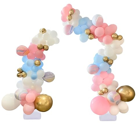 1.5m Adjustable Half Arch Balloon Stand, Balloon Arch Kit Reusable White With Base Balloons Holder Set Tube, For Decoration Baby Shower Weddings Graduations Birthdays Christmas