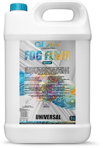 GiDeli Nebelfluid 5 L - Nebelmaschine Flüssigkeit, Mittlere Dichte | geruchsneutral im Raum, hebt Laser und LED hervor, rückstandsfrei, verstopft keine Düsen, drinnen und draußen