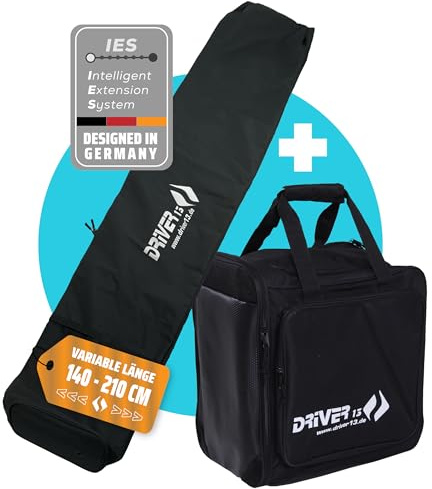 Driver13 Ski-Bundle Skischuhrucksack mit Helmfach & Skitasche für Ski und Skistöcke