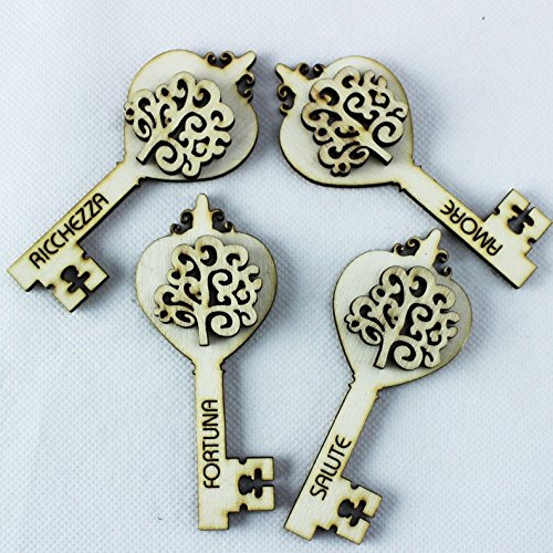 DLM25197 Calamita Magnete Legno calamita Chiave Portafortuna Albero della Vita (Kit 12 Pezzi) bomboniera