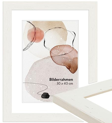 WANDStyle Bilderrahmen Weiß DIN A5 15x21 cm aus Holz im Landhaus-Stil mit Aufsteller und Aufhänger, Fotorahmen Made in Germany - H750