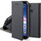 Moozy Cover per Huawei P Smart, Nero - Custodia a Libro Flip Smart Magnetica con Appoggio e Porta Carte