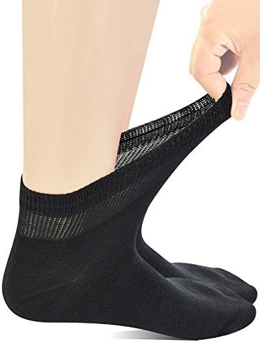 Yomandamor 5 Pairs Mens Coolmax Diabetic Ankle Socks with Seamless Toe and Extra-Wide Top