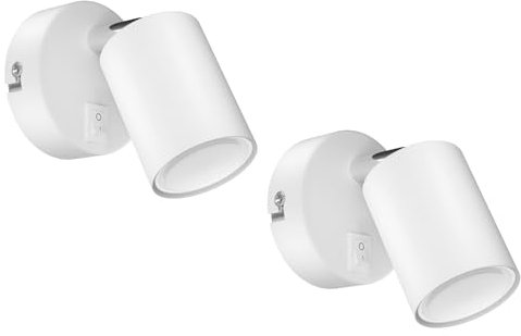 ledscom.de 2 Stück Wandspot WAIKA, einflammig, mit Schalter, GU10, weiß matt, inkl. 630lm LED GU10 Lampe, warm-weiß
