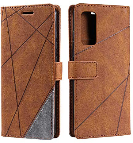 SONWO Hülle für Samsung Galaxy S20 FE, Premium Leder PU Handyhülle Flip Case Wallet Silikon Bumper Schutzhülle Klapphülle für Galaxy S20 FE, Braun