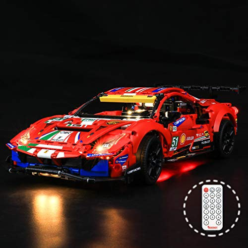 BRIKSMAX Led Beleuchtungsset für Lego Technic Ferrari 488 GTE AF Corse #51 - Compatible with Lego 42125 Bausteinen Modell - Ohne Lego Set(Fernbedienung Version)