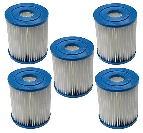 vhbw 5X Filterkartusche kompatibel mit Bestway Flowclear 58381 (1,249 l/h) Swimmingpool, Filterpumpe - Wasserfilter Blau Weiß
