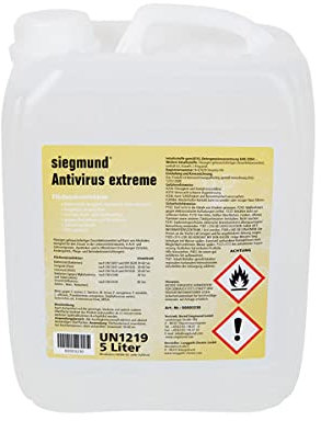 Flächendesinfektion 5L Kanister, flüssiges gebrauchsfertiges Desinfektionsmittel, hochwertige Iso-Propanol Basis, siegmund Antivirus Extreme
