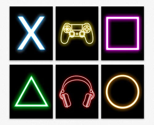 Arredamento della stanza del giocatore - Neon Gaming Posters Bedroom Decor | Gaming Accessories for your Gaming Lover Gift | Gamer Posters Boys Room Decor Stampe da parete Moderne (20cm x 25cm)