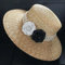 Damen Strohhut Klassischer Sommer Weiß Schwarze Blume Perle Strohhüte für Frauen Strand Sonnenhut Breite Krempe Hut Damen Hut Geschenke