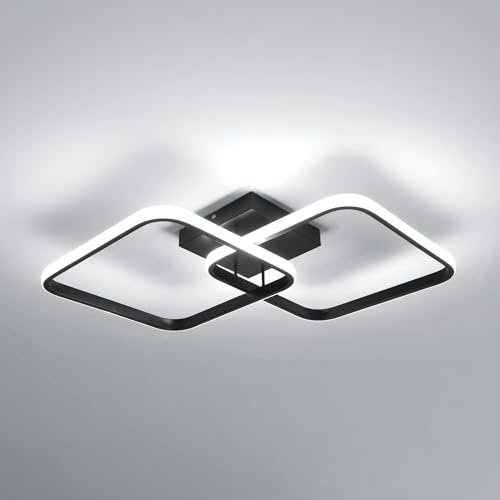 Toolight Plafoniera LED Soffitto 42W 4700LM, 64cm Moderna Lampada da Soffitto Quadrata Bianco Freddo 6500K, Lampadario LED Soffitto Acrilica per Soggiorno Camera da Letto Cucina Bagno Corridoio, Nera