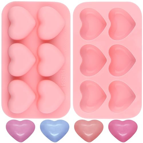 BFJ Heart Silicone Moulds 3pcs Valentines Day Heart Chocolate Moulds for Candy Ice Cube Resin Soap Jelly(Medium Heart 4.5cm)