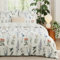 BEDSURE Bettwäsche 220x240 3teilig Bettbezug - Bettwäsche-Sets 220 x 240 cm mit 2 Kissenbezüge 80x80 cm, ÖKO-TEX Weiß Bedding Muster Blumen Gestreift für Doppelbett mit Reißverschluss