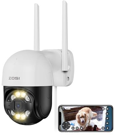 ZOSI 2,5K WLAN Pan Tilt Überwachungskamera mit Plug-in Strom, WiFi Kamera Outdoor 355°/140° Schwenkbar, Automatisch Verfolgung, 2-Wege-Audio, C289