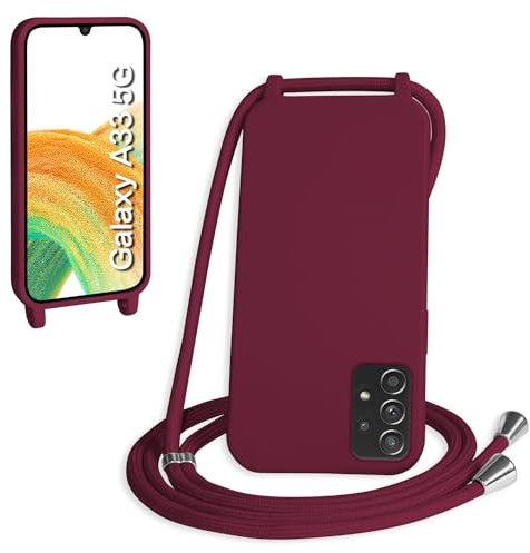 WenBaby Handykette für Samsung Galaxy A35 5G Hülle mit Band,Handyhülle mit Schnur zum Umhängen Silikon Seil Necklace Schutzhülle mit Kordel Tasche Case TPU Bumper für Galaxy A35 5G- Rot