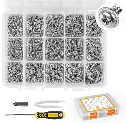 Homewit Schrauben Set,700PCS Holzschrauben M2/M2.3/M2.6/M3,Selbstschneidende Schrauben mit Schwenkkopf, Schraubensortiment-Kit mit Aufbewahrungsbox und Schraubendreher für DIY-Projekte, Reparaturen