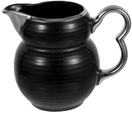 MAGICLULU Handmade Ceramic Milk Jug Black Pattern Creamer Pitcher for Tea Lovers