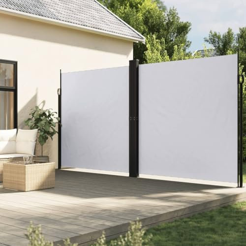 Vetnasa Tenda da Sole Laterale Retrattile Bianca 220x1000 cm,Bianco Prato e Giardino (20,4KG)