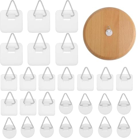 30 Stück Bildaufhänger, bilderhaken selbstklebend, klebenägel wand,Klebenagel für Bilder, Malerei, und Deko Objekte Weiß, Fotos, Gemälde,Karton, und Deko Objekte, Weiß, Drei Formen