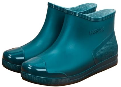 Stivali da pioggia alla moda da donna Scarpe da acqua in plastica a tubo corto a taglio basso con suola antiscivolo Soletta interna in cotone rimovibile foderata in pile caldo Scarpe Termici