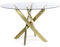 HABITMOBEL Mesa de Comedor Verona Redonda Acabado Patas Cruzadas Dorado con Cristal Templado 120 cm