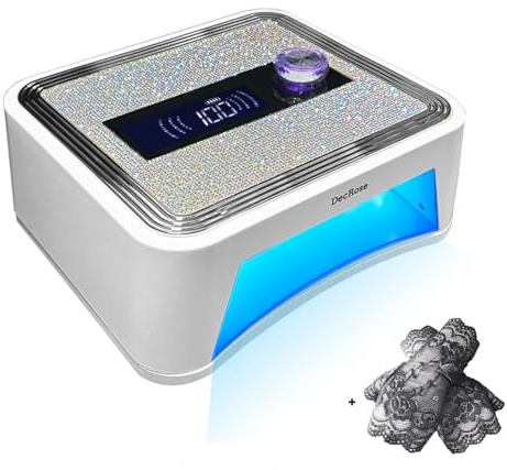 Cordless UV LED Nail Lamp, 120W Rechargeable UV Light for Gel Nails, Nail Dryer, Gel Polish Light with Rhinestones and LCD Display, Curing Lamp for Salon and Home