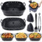 Alniste Bandeja de Silicona para Airfryer 22 cm Plegable, Antiadherente y Cuadrada con Divisor Pinzas Pincel y Manoplas El Molde es Apto para Freidora de Aire y Horno
