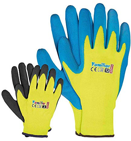 REIS Familiar_5 Schutzhandschuhe, Gelb-Schwarz, Gelb-Blau, 5 Größe, 6 Stück