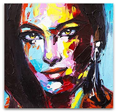 Startonight Bild auf Acrylglas - Mädchen mit Bemaltem Gesicht Glasbilder - Abstrakte Modernes Acrylglasbild - Deko Glas 60 x 60 cm